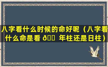 八字看什么时候的命好呢（八字看什么命是看 🐠 年柱还是日柱）